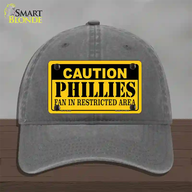 Caution Phillies Fan Novelty License Plate Hat Unconstructed Cotton / Charcoal