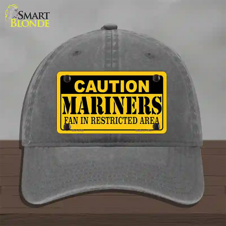 Caution Mariners Fan Novelty License Plate Hat Unconstructed Cotton / Charcoal