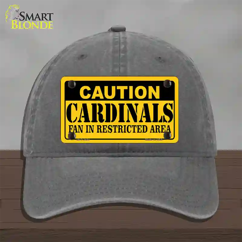 Caution Cardinals Fan Novelty License Plate Hat Unconstructed Cotton / Charcoal