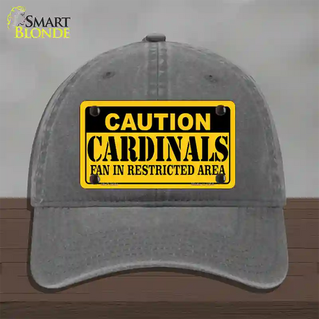 Caution Cardinals Fan Novelty License Plate Hat Unconstructed Cotton / Charcoal