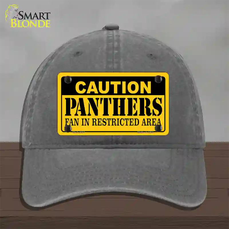 Caution Panthers Hockey Novelty License Plate Hat Unconstructed Cotton / Charcoal