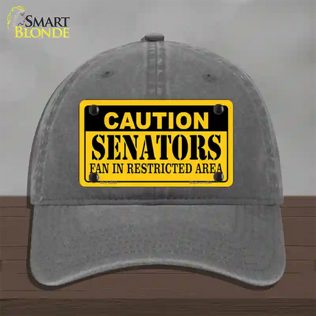 Caution Senators Vanity Novelty License Plate Hat Unconstructed Cotton / Charcoal