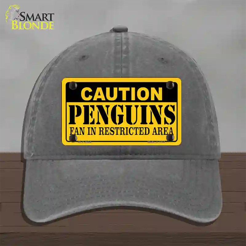 Caution Penguins Novelty License Plate Hat Unconstructed Cotton / Charcoal