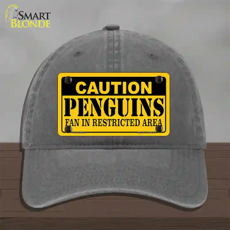 Caution Penguins Novelty License Plate Hat Unconstructed Cotton / Charcoal