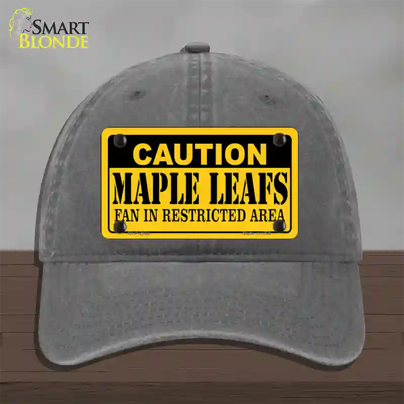 Caution Maple Leafs Novelty License Plate Hat Unconstructed Cotton / Charcoal