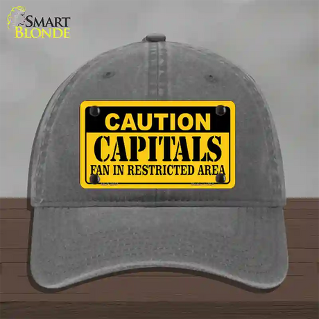 Caution Capitals Novelty License Plate Hat Unconstructed Cotton / Charcoal