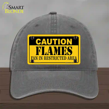 Caution Flames Novelty License Plate Hat Unconstructed Cotton / Charcoal