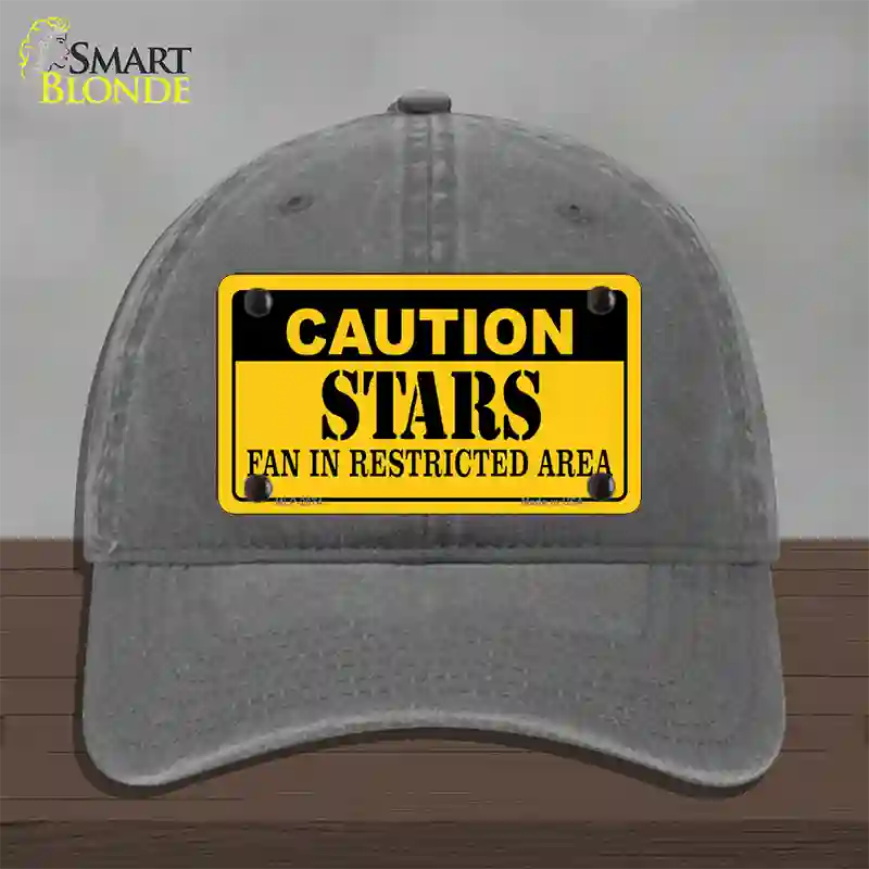 Caution Stars Novelty License Plate Hat Unconstructed Cotton / Charcoal