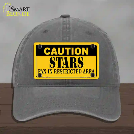 Caution Stars Novelty License Plate Hat Unconstructed Cotton / Charcoal