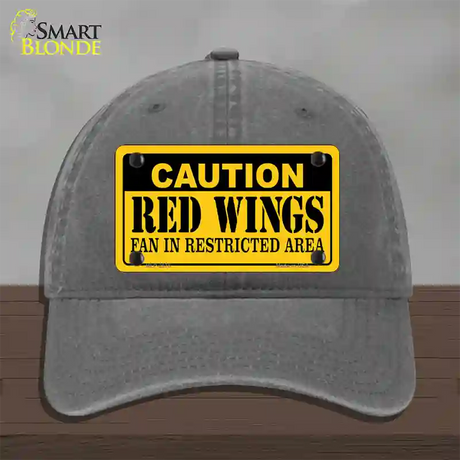 Caution Red Wings Novelty License Plate Hat Unconstructed Cotton / Charcoal