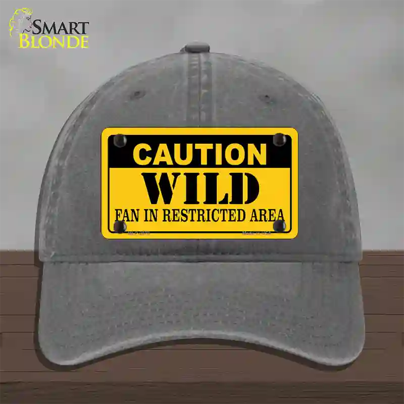 Caution Wild Novelty License Plate Hat Unconstructed Cotton / Charcoal