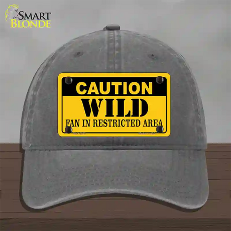 Caution Wild Novelty License Plate Hat Unconstructed Cotton / Charcoal