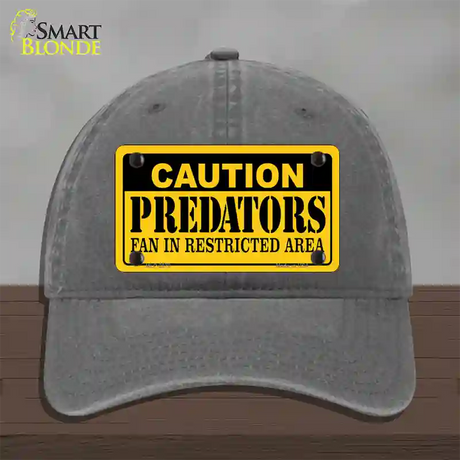 Caution Predators Novelty License Plate Hat Unconstructed Cotton / Charcoal