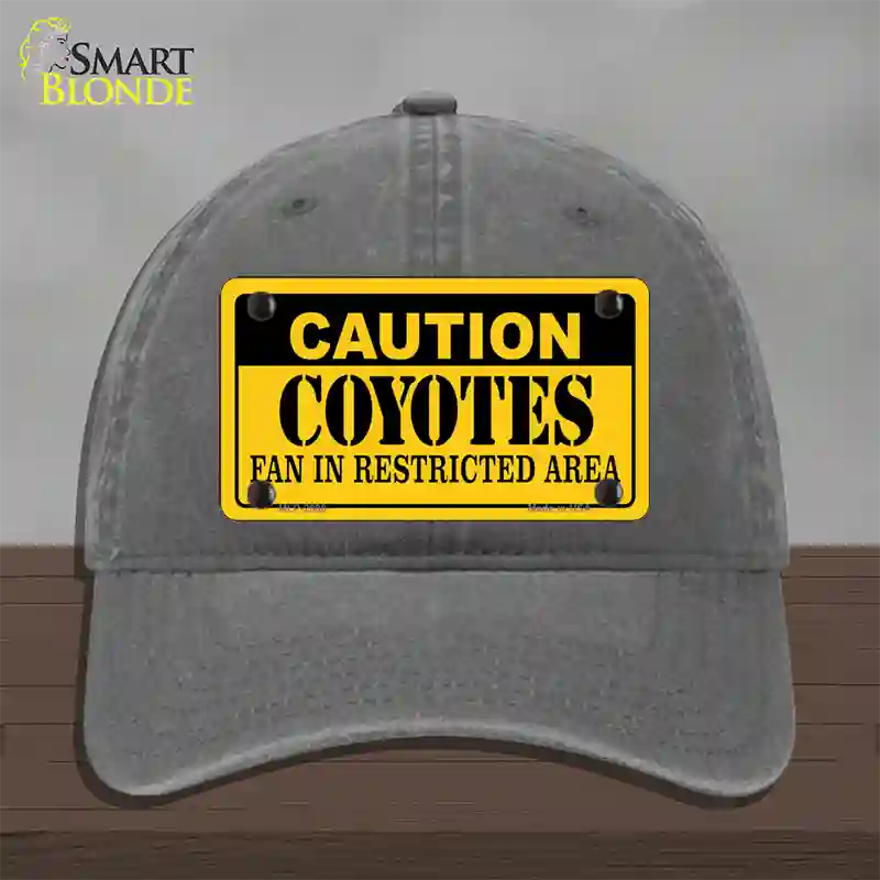 Caution Coyotes Novelty License Plate Hat Unconstructed Cotton / Charcoal