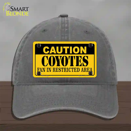 Caution Coyotes Novelty License Plate Hat Unconstructed Cotton / Charcoal