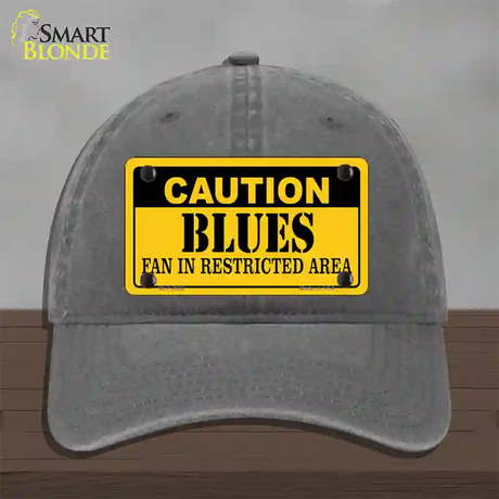 Caution Blues Novelty License Plate Hat Unconstructed Cotton / Charcoal