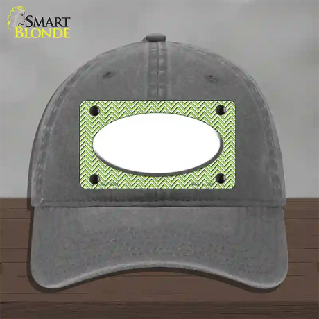 Lime Green White Chevon White Center Oval Novelty License Plate Hat Unconstructed Cotton / Charcoal