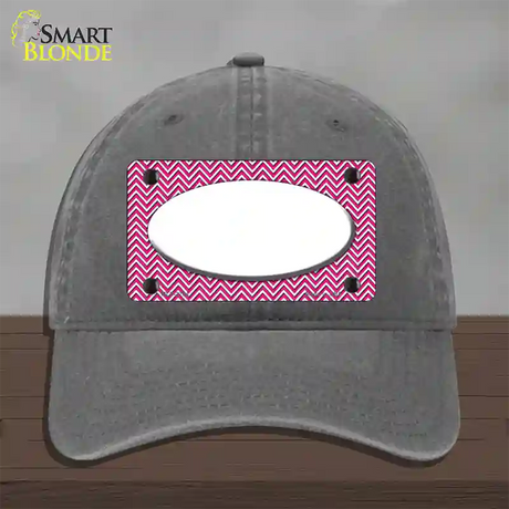 Pink White Chevon White Center Oval Novelty License Plate Hat Unconstructed Cotton / Charcoal