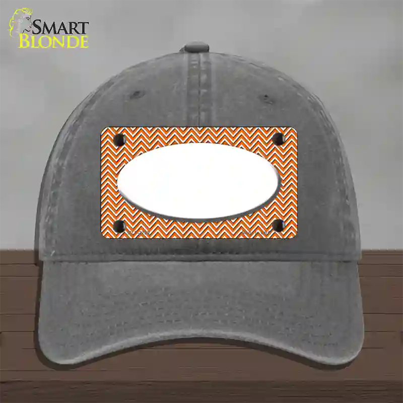 Orange White Chevon White Center Oval Novelty License Plate Hat Unconstructed Cotton / Charcoal