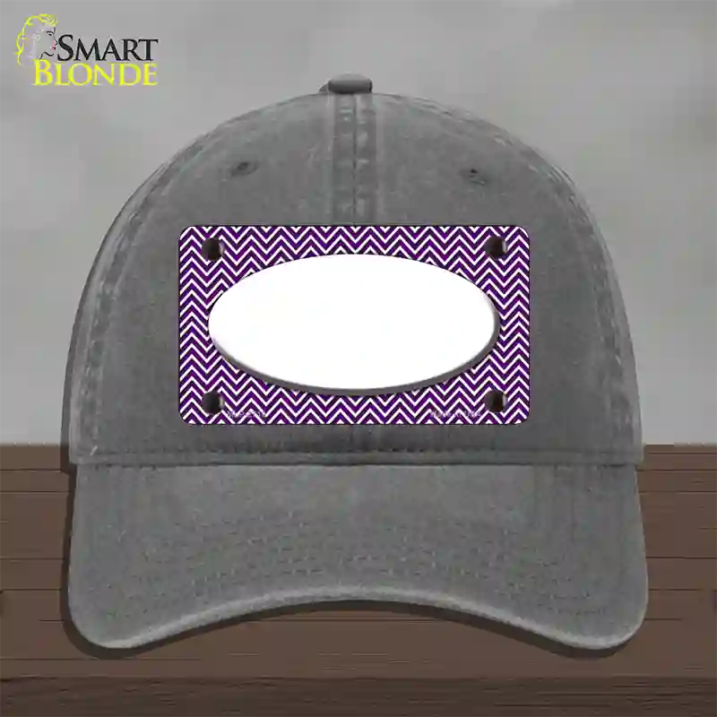 Purple White Chevon White Center Oval Novelty License Plate Hat Unconstructed Cotton / Charcoal