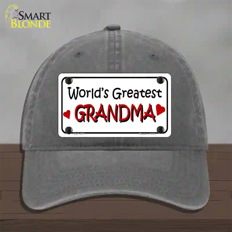 Worlds Greatest Grandma Novelty License Plate Hat Unconstructed Cotton / Charcoal