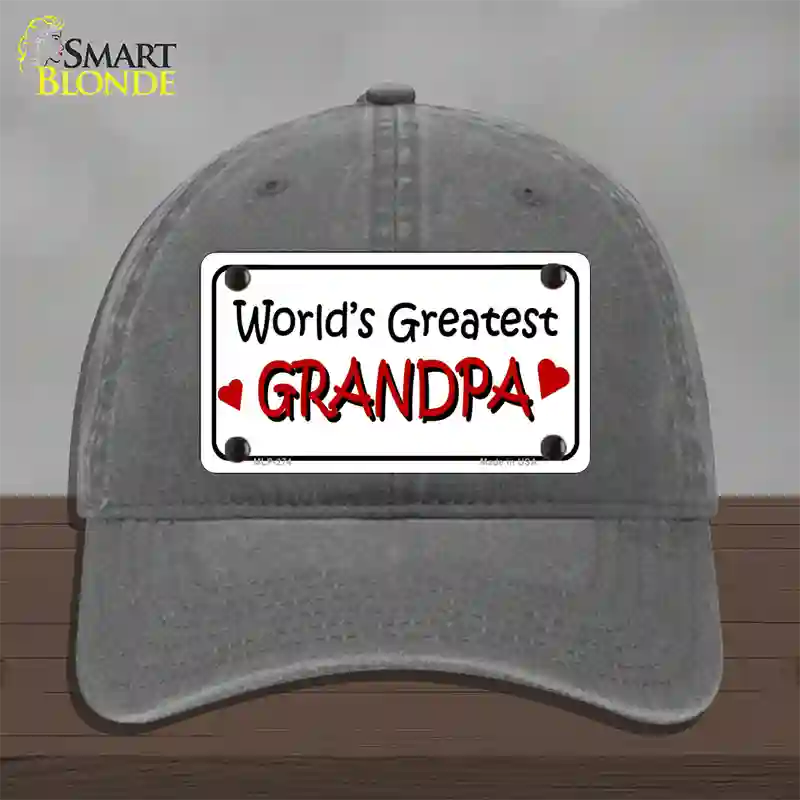 Worlds Greatest Grandpa Novelty License Plate Hat Unconstructed Cotton / Charcoal