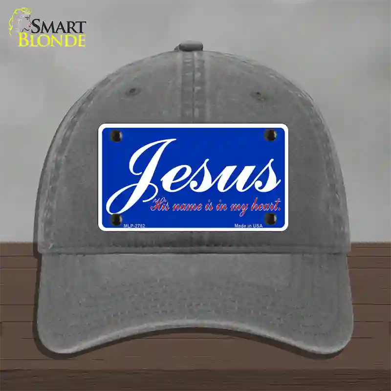 Jesus Blue Novelty License Plate Hat Unconstructed Cotton / Charcoal