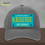 Albuquerque New Mexico Teal Novelty License Plate Hat Unconstructed Cotton / Charcoal