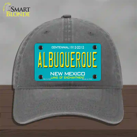 Albuquerque New Mexico Teal Novelty License Plate Hat Unconstructed Cotton / Charcoal