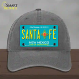 Santa Fe New Mexico Teal Novelty License Plate Hat Unconstructed Cotton / Charcoal