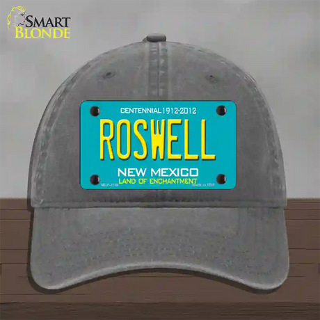 Roswell New Mexico Teal Novelty License Plate Hat Unconstructed Cotton / Charcoal