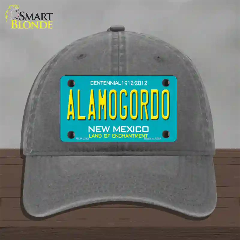 Alamogordo New Mexico Teal Novelty License Plate Hat Unconstructed Cotton / Charcoal