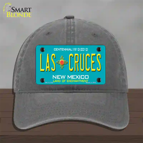 Las Cruces New Mexico Teal Novelty License Plate Hat Unconstructed Cotton / Charcoal