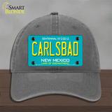 Carlsbad New Mexico Teal Novelty License Plate Hat Unconstructed Cotton / Charcoal