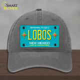 Lobos New Mexico Teal Novelty License Plate Hat Unconstructed Cotton / Charcoal