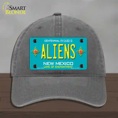 Aliens New Mexico Teal Novelty License Plate Hat Unconstructed Cotton / Charcoal