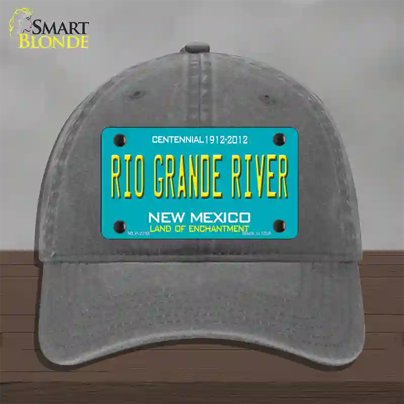 Rio Grande River New Mexico Teal Novelty License Plate Hat Unconstructed Cotton / Charcoal