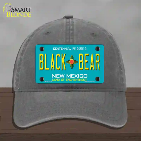 Black Bear New Mexico Teal Novelty License Plate Hat Unconstructed Cotton / Charcoal