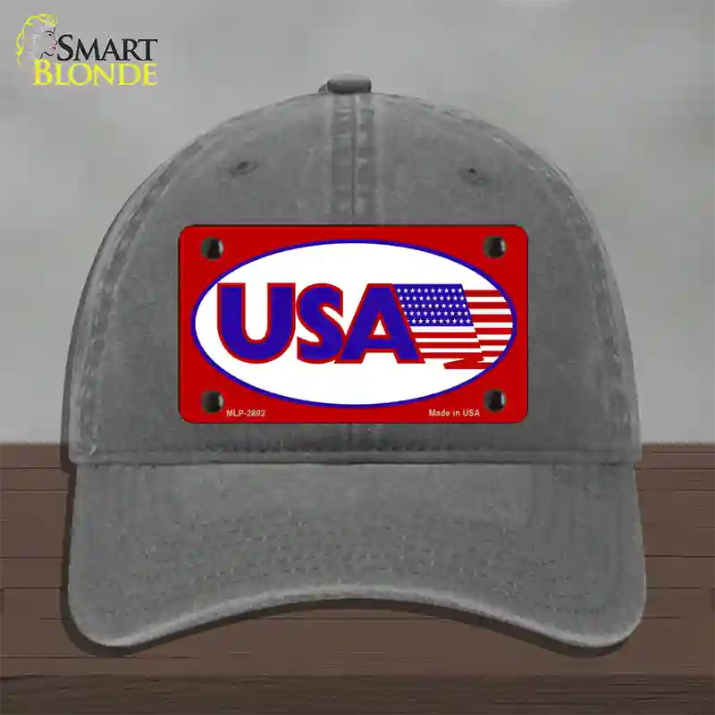 USA American Flag Vanity Novelty License Plate Hat Unconstructed Cotton / Charcoal