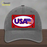 USA American Flag Vanity Novelty License Plate Hat Unconstructed Cotton / Charcoal