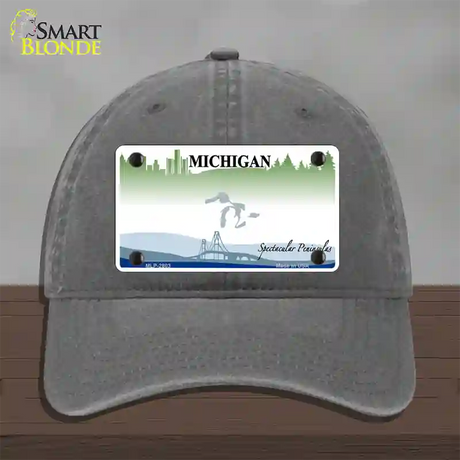 Michigan Peninsulas State Blank Novelty License Plate Hat Unconstructed Cotton / Charcoal