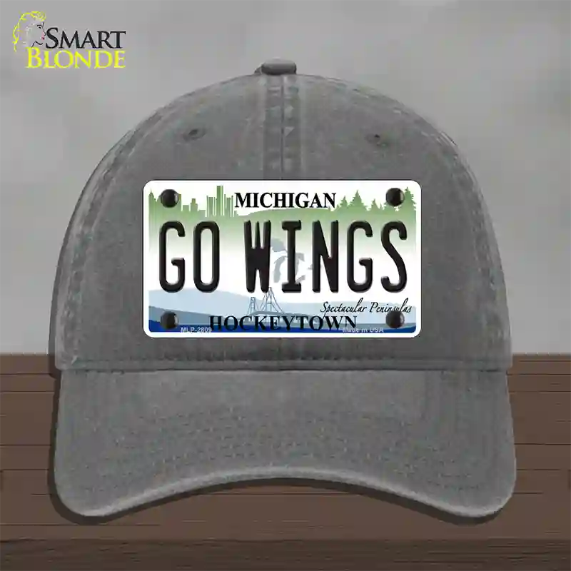 Go Wings Michigan State Novelty License Plate Hat Unconstructed Cotton / Charcoal