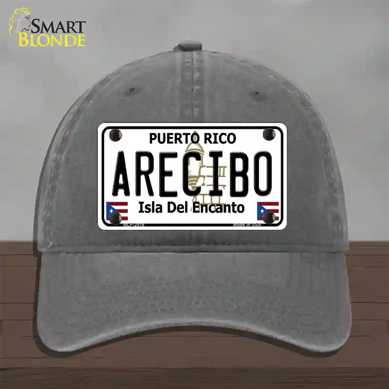 Arecibo Puerto Rico Novelty License Plate Hat Unconstructed Cotton / Charcoal