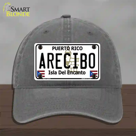 Arecibo Puerto Rico Novelty License Plate Hat Unconstructed Cotton / Charcoal