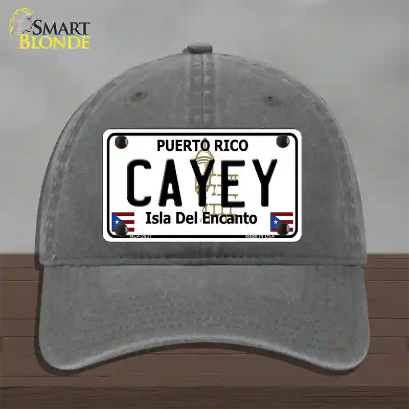 Cayey Puerto Rico Novelty License Plate Hat Unconstructed Cotton / Charcoal