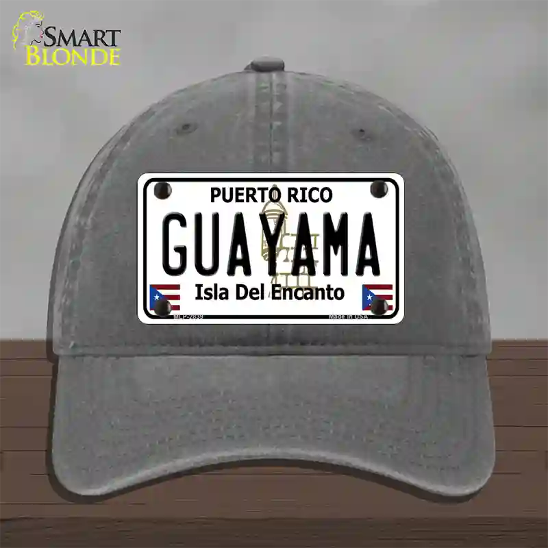 Guayama Puerto Rico Novelty License Plate Hat Unconstructed Cotton / Charcoal