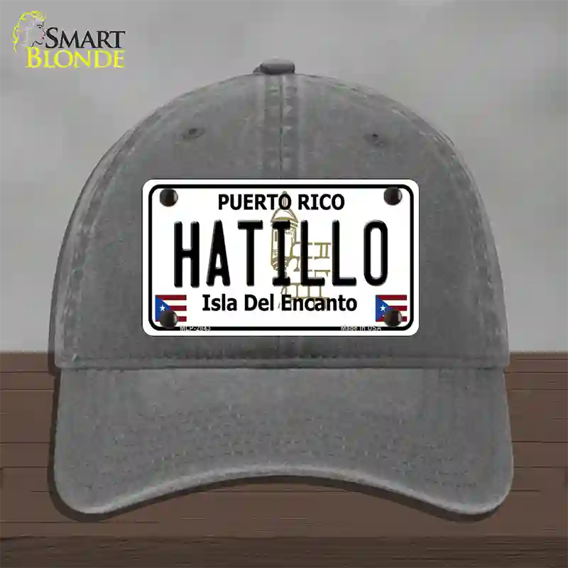 Hatillo Puerto Rico Novelty License Plate Hat Unconstructed Cotton / Charcoal