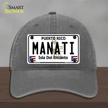 Manati Puerto Rico Novelty License Plate Hat Unconstructed Cotton / Charcoal