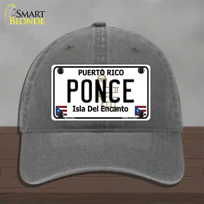 Ponce Puerto Rico Novelty License Plate Hat Unconstructed Cotton / Charcoal