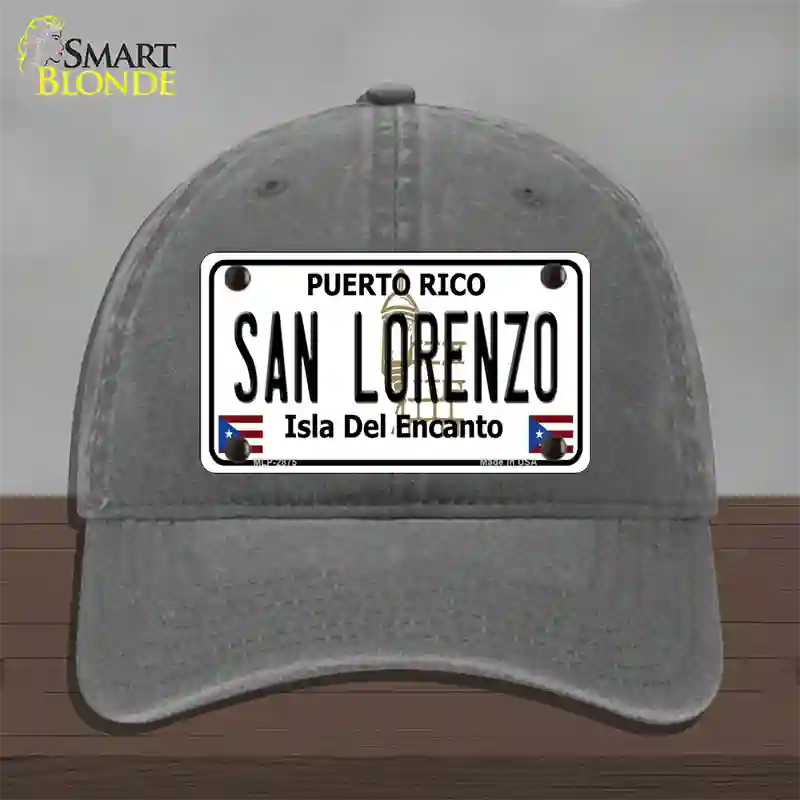 San Lorenzo Puerto Rico Novelty License Plate Hat Unconstructed Cotton / Charcoal